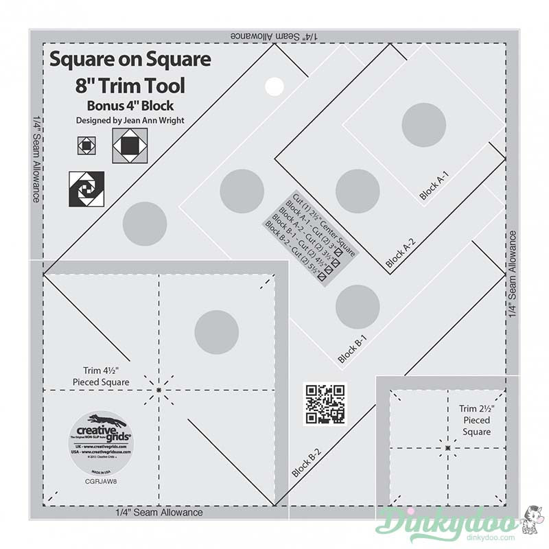 Creative Grids - Square on Square Trim Tool 4" or 8" Finished (Pre-order: May 2024)