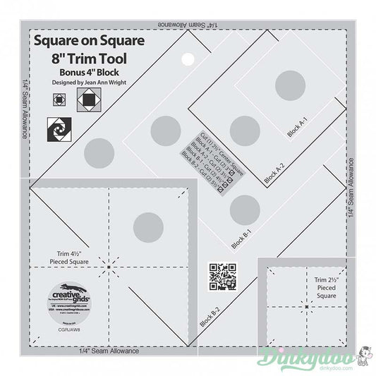 Creative Grids - Square on Square Trim Tool 4" or 8" Finished (Pre-order: Jun 2024)
