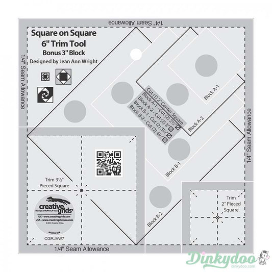 Creative Grids - Square on Square Trim Tool 3" or 6" Finished (Pre-order: Jun 2024)