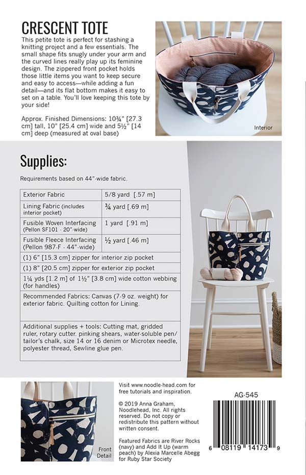 Crescent Tote Pattern - Noodlehead