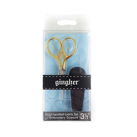 Gingher - 3.5" Premium Gold Lion's Tail Embroidery Scissors (Pre-order: May 2026) - Dinkydoo Fabrics