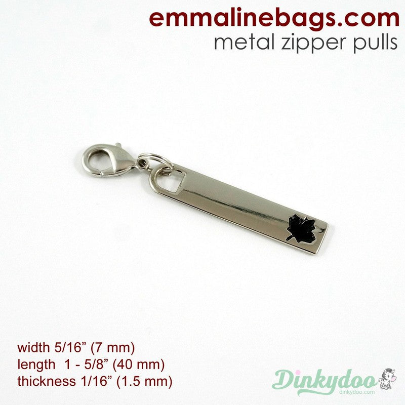 Emmaline Bags - Zipper Pull - "Maple Leaf" in Nickle