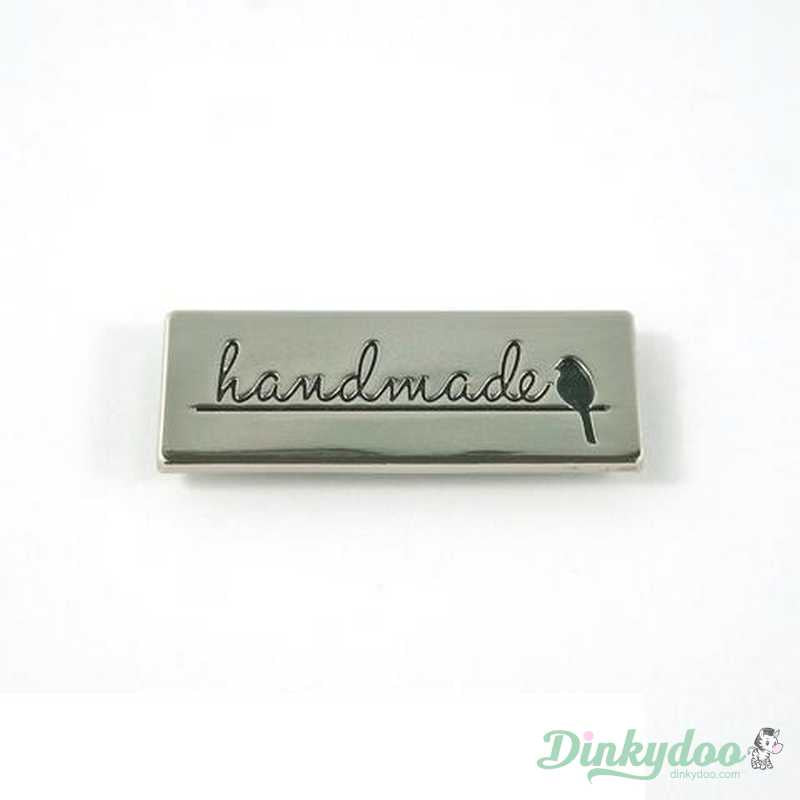 Emmaline Bags - Metal Bag Label - "Handmade" with Bird