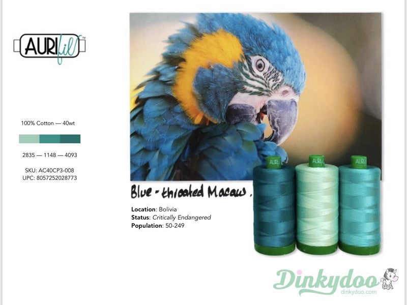 Color Builders 40wt 2021 - Blue-Throated Macaw - Aurifil (Pre-order: Jan 2026)