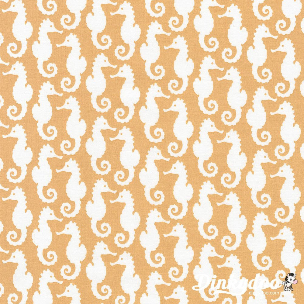 Reef - Mustard Seahorses - Elizabeth Hartman - Robert Kaufman (Pre-order: 08/17) - Dinkydoo Fabrics
