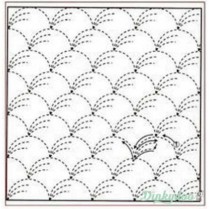 Sashiko Sampler - Traditional Design #1 - Nowaki in White