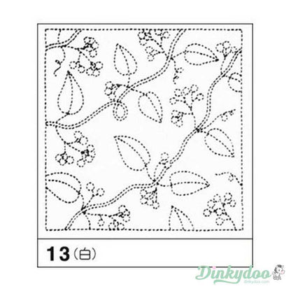 Sashiko Sampler - Popular Design #13 - Ki-no-mi in White (Pre-order: Jan 2026)