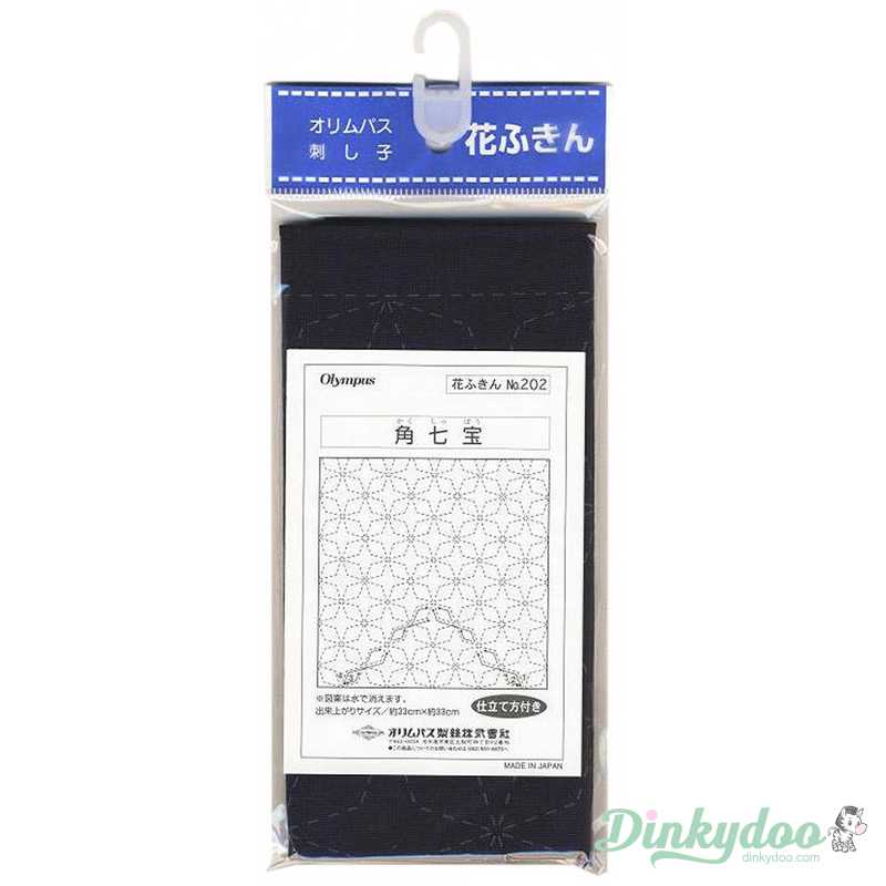 Sashiko Sampler - Traditional Design #202 - Kaku-shippo in Navy (Pre-order: Mar 2026)