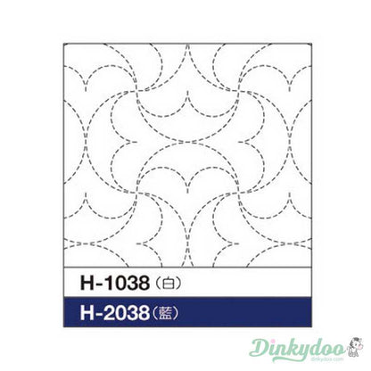 Sashiko Sampler - Traditional Design #2038 - Han-maru-tsunagi in Navy