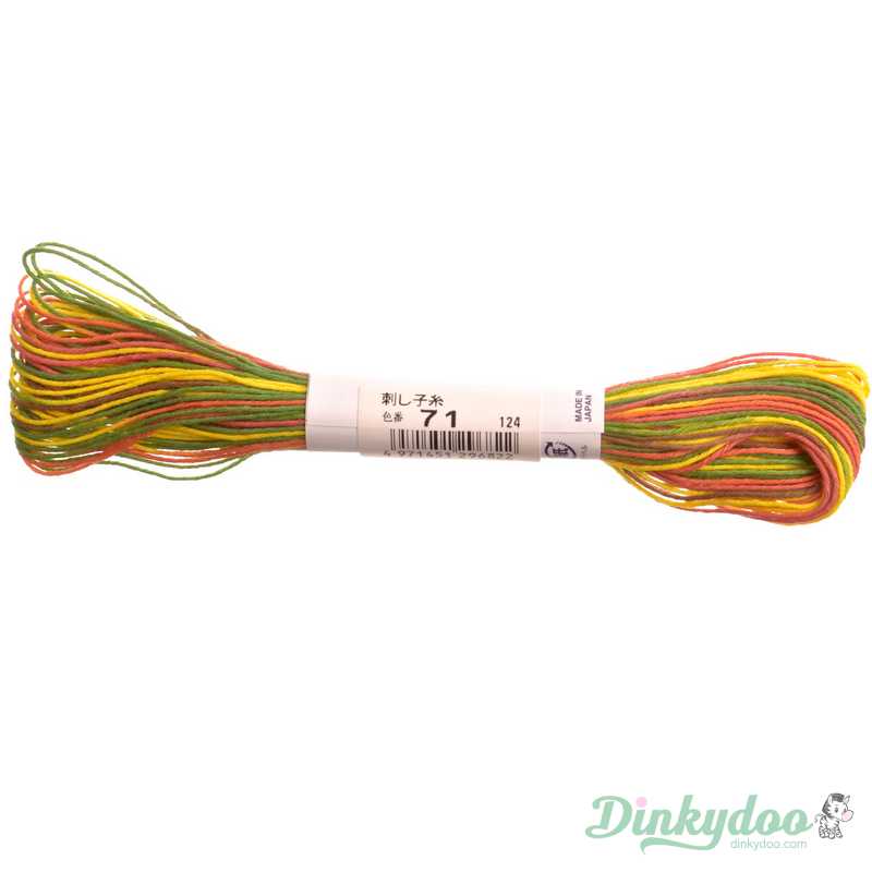 Olympus Sashiko Thread #71 22yd - Variegated Green/Yellow/Pink (Pre-order: Jan 2026)