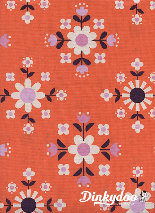 Welsummer - Floral Geometry Sweet Orange - Kim Kight - Cotton + Steel
