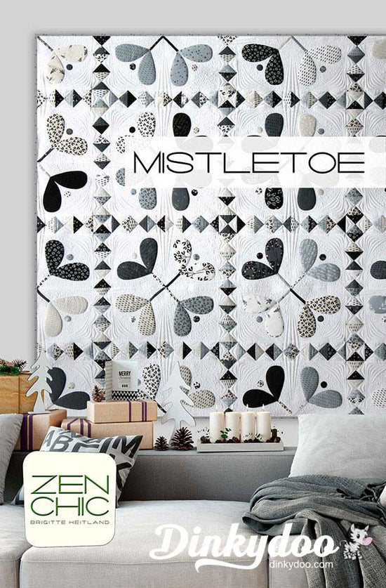 White Christmas Mistletoe Quilt Pattern Zen Chic Moda Dinkydoo